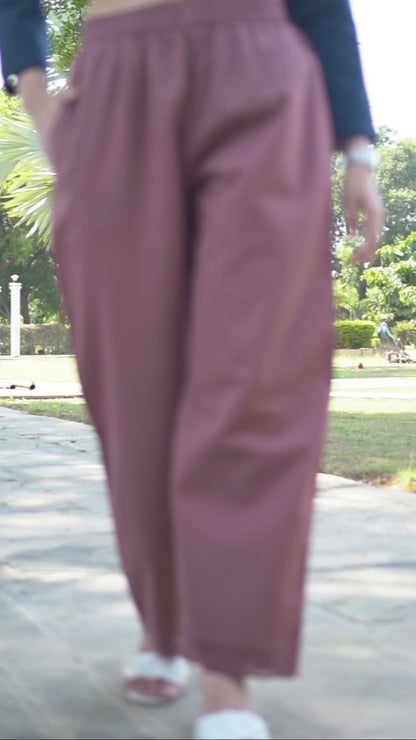 Rose Taupe Cotton Linen Plazzo Pant