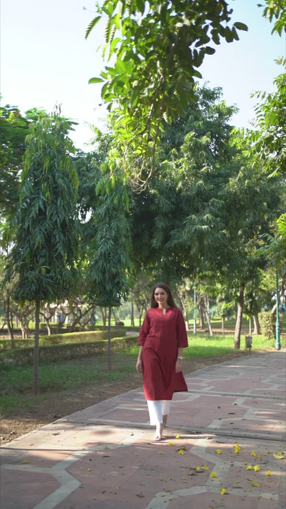 Maroon Straight Kurti