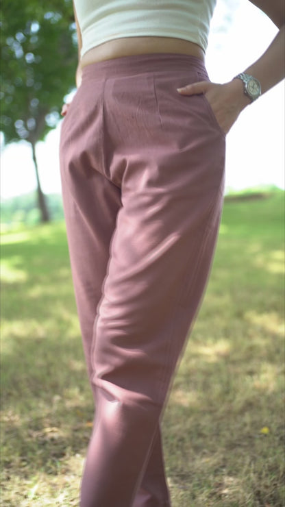 Rose Taupe Cotton Linen Pants