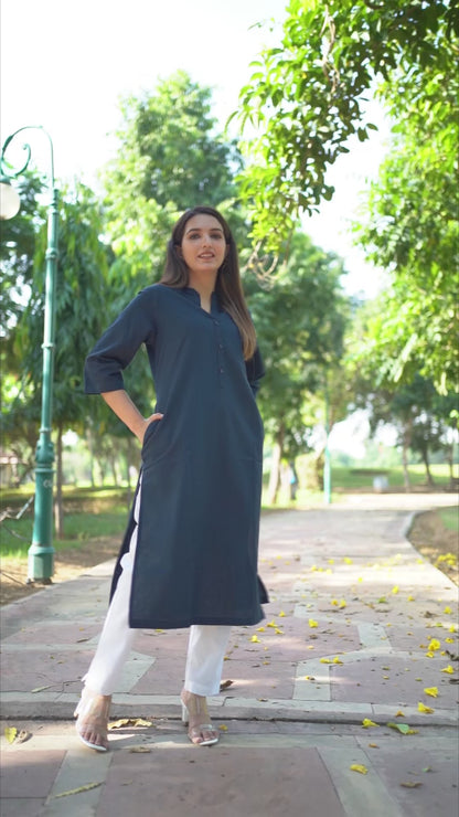 Blue Straight Kurti