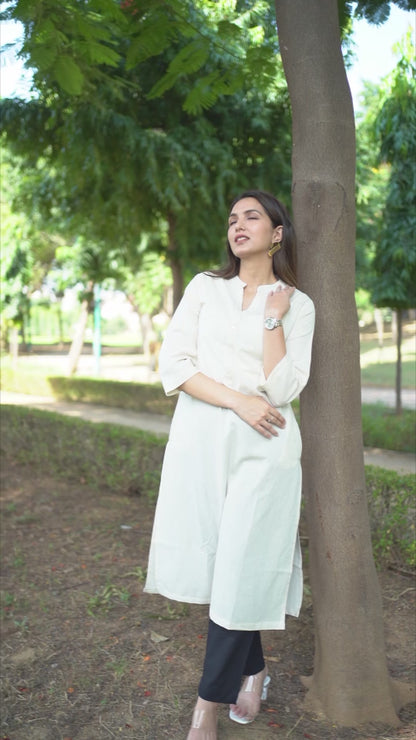 Off White Straight Kurti