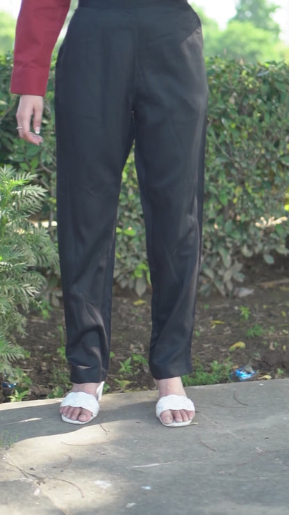 Black Cotton Formal Pants