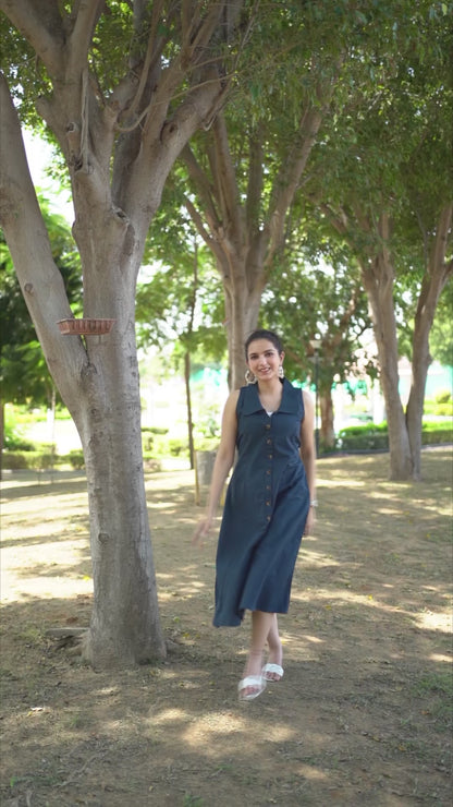 Blue Cotton Linen Dress