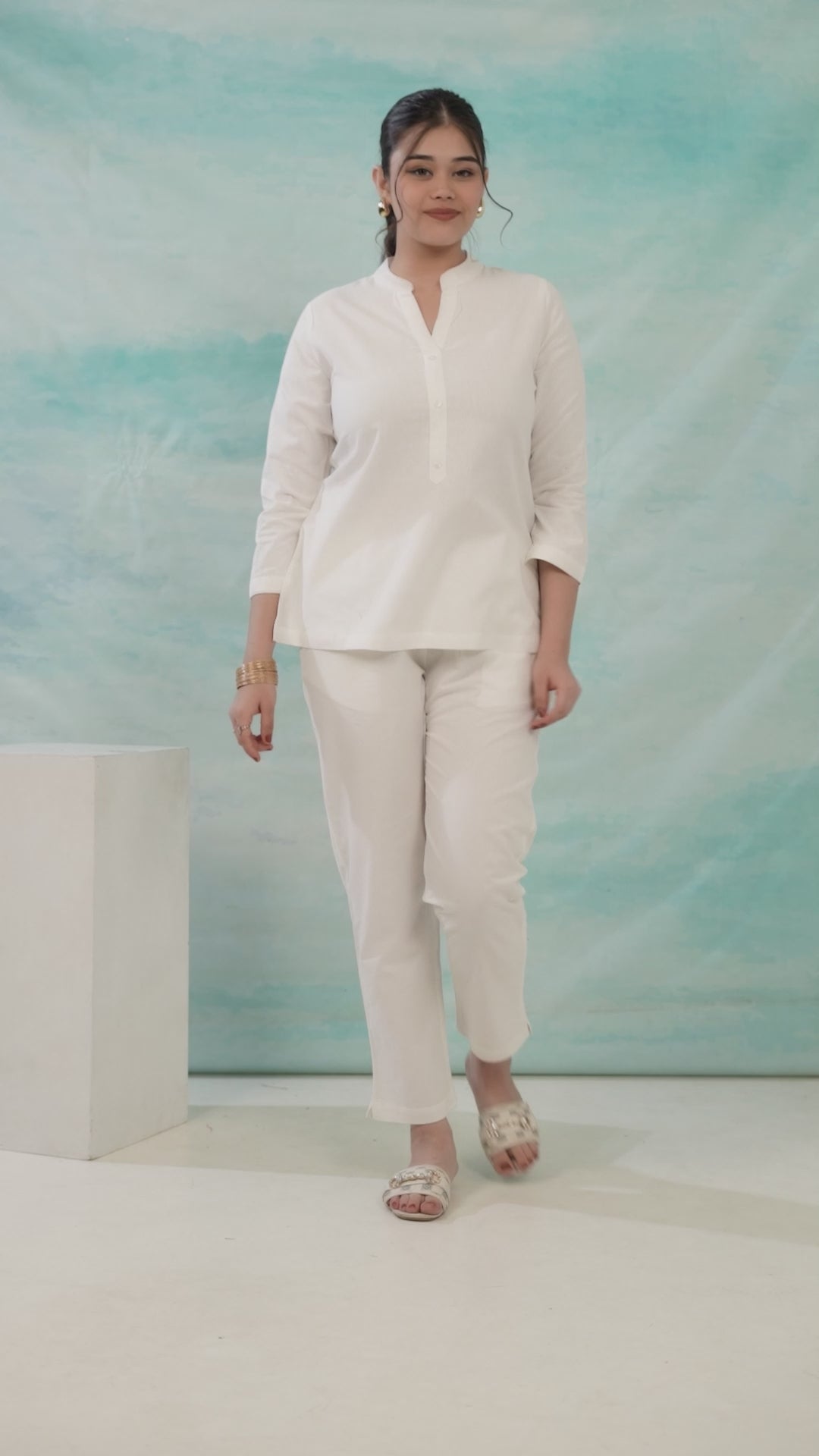 Natural Off White Short Kurti