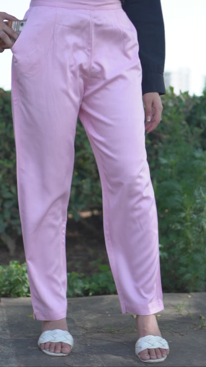 Pink Cotton Formal Pants