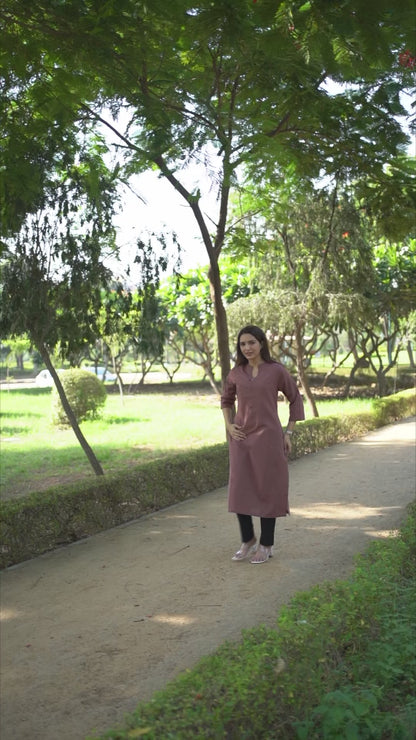 Rose Taupe Straight Kurti