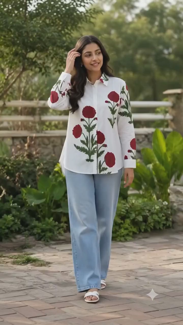 PHOOLWARI HANDBLOCK SHIRT