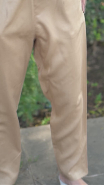 Beige Cotton Formal Pants