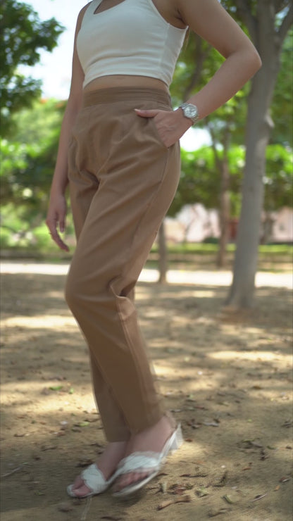 Mocha Brown Cotton Linen Pants